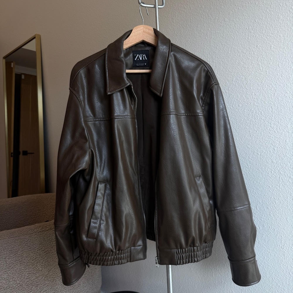 Zara Faux Leather Bomber Jacket